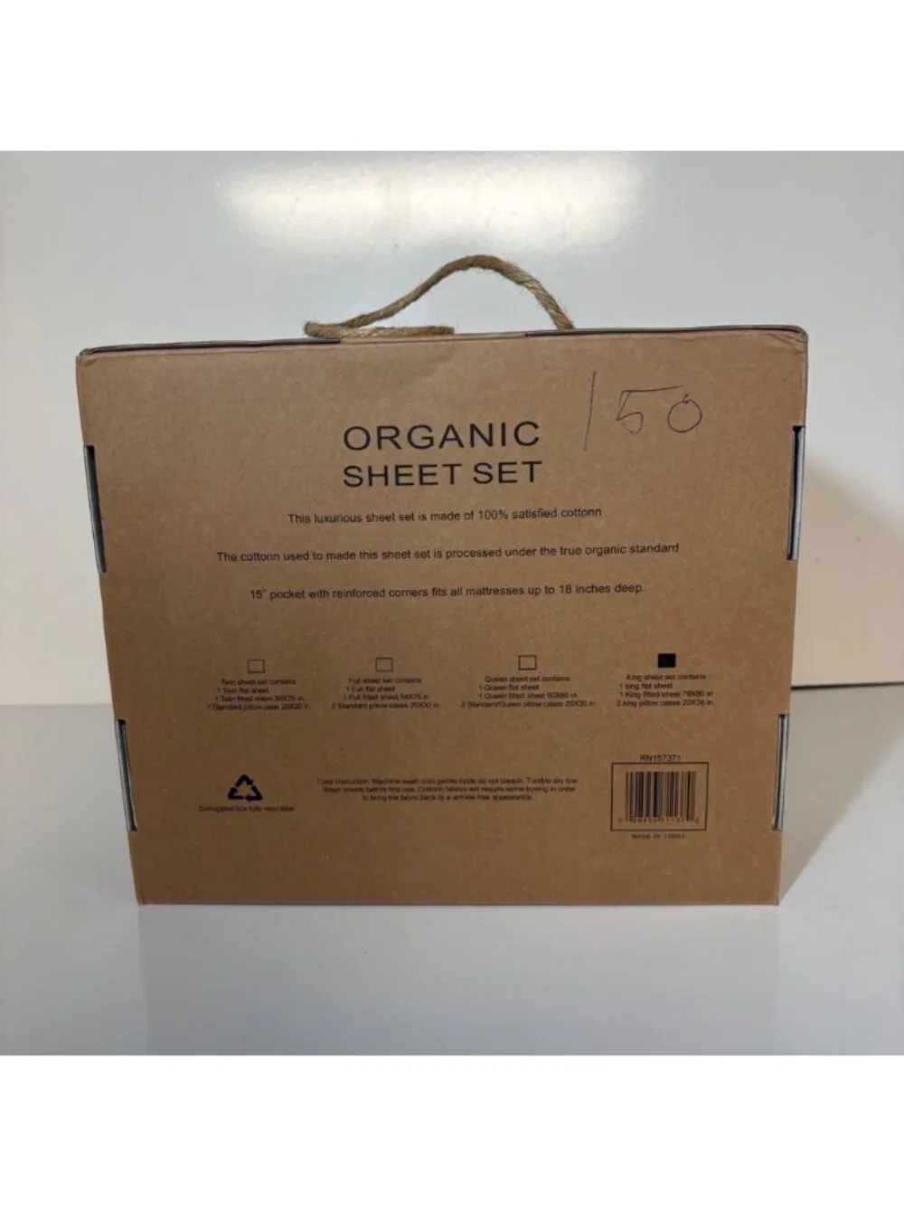 Tree Organic 2000 King Sheet Set Organic Cotton Floral Fits 18
